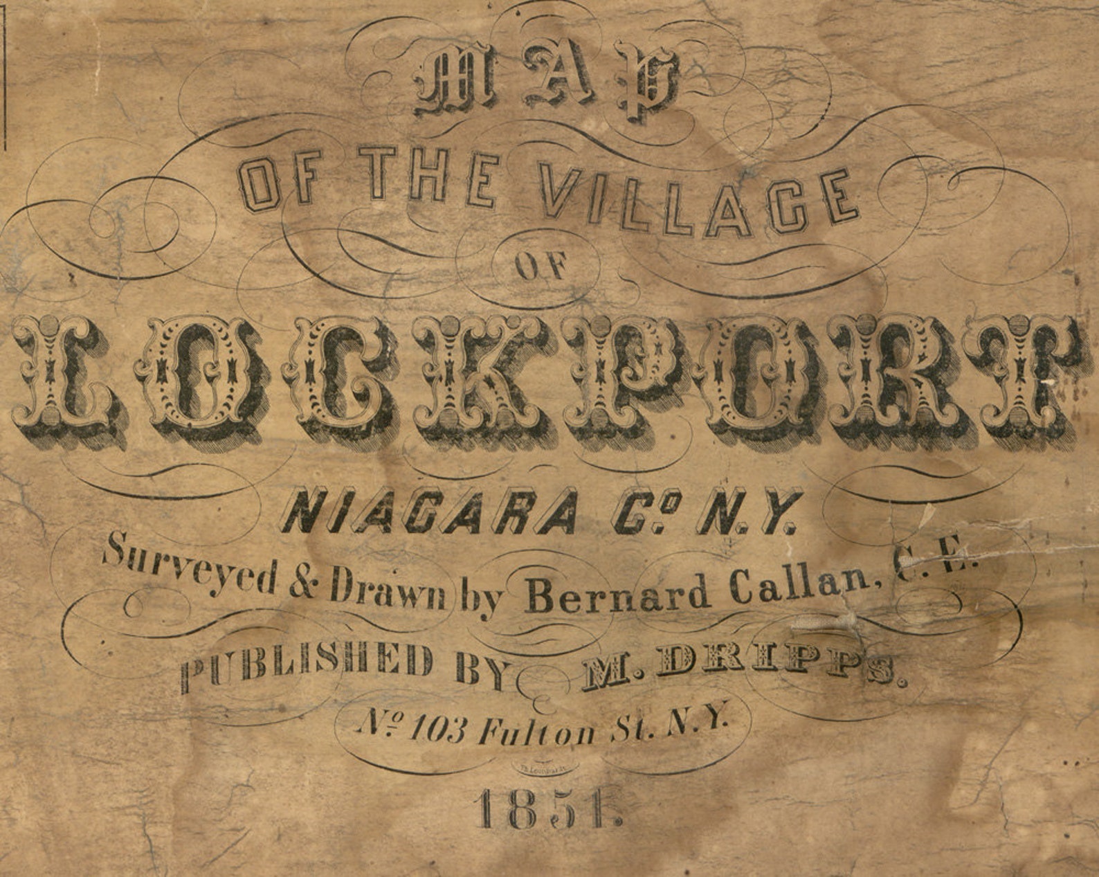 1851 Town Map of Lockport Niagara County New York Genealogy Etsy