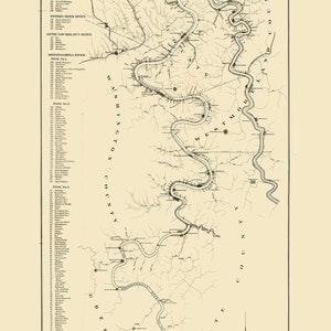 1884 Map of Coal Mines Along the Monongahela River Pennsylvania