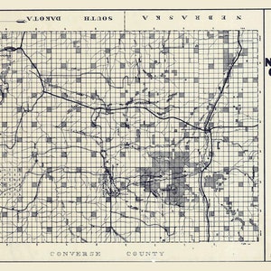 Carte de 1936 du comté de Niobrara, Wyoming, emplacements des puits de pétrole et de gaz
