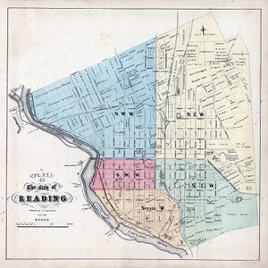1862 Carte du comté de Reading Berks en Pennsylvanie
