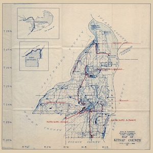 1930 Carte du comté de Kitsap, Washington