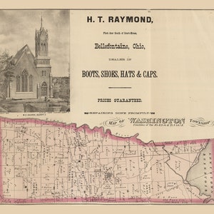 1875-Karte von Washington Township Logan County Ohio