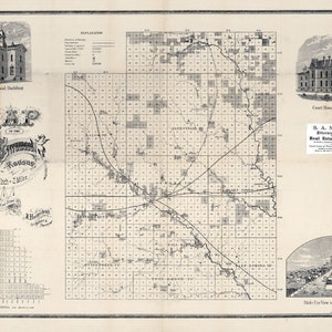 Carte 1877 du comté de Greenwood, Kansas Eureka