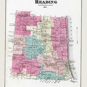 1874 Plan de Reading, comté de Schuyler, New York