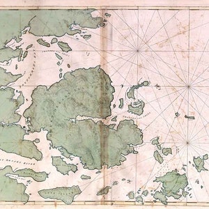 1776 Map of Mount Desert Island Maine and Neighboring Coast