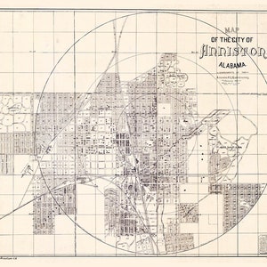 Kaart uit 1890 van Anniston, Alabama