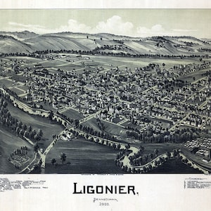 1900 Panorama-Karte von Ligonier Westmoreland County Pennsylvania