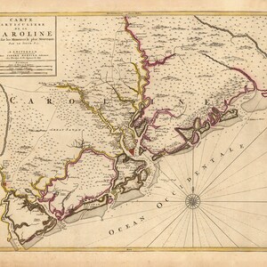 1708 Mappa delle Carolina e Charleston