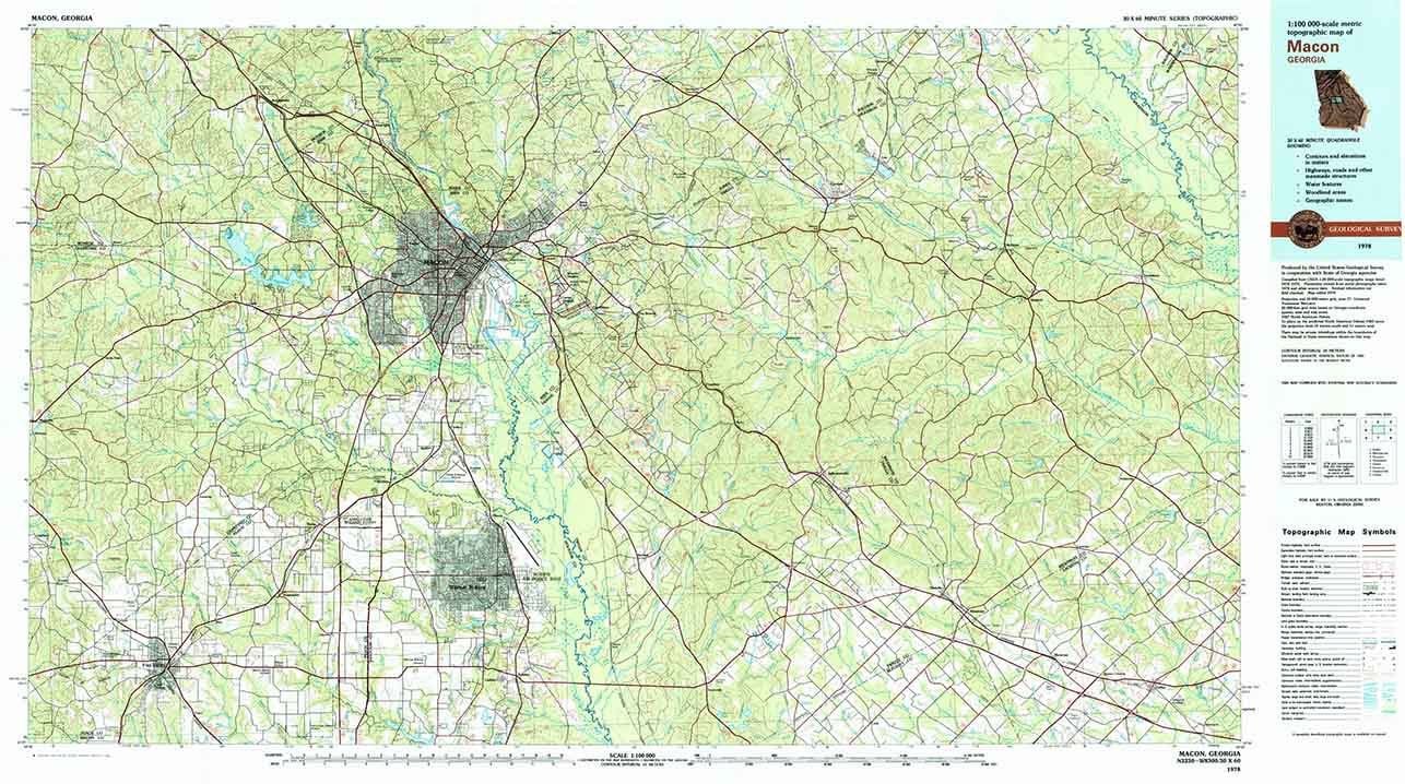 1978 Topo Map of Macon Georgia Quadrangle - Etsy