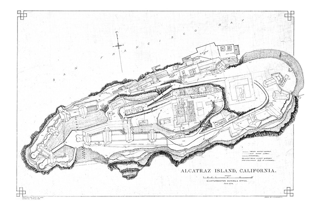 1894 Map of Alcatraz Island California - Etsy
