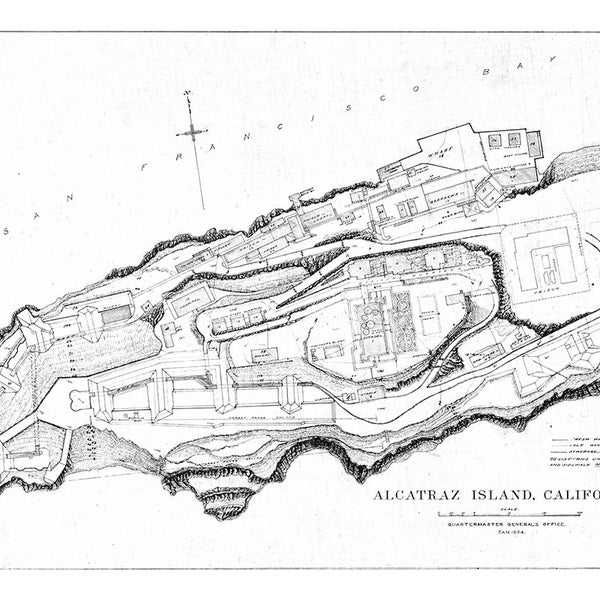 1894 Map of Alcatraz Island California
