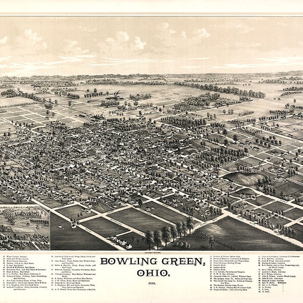 Bowling Green Ohio Map Etsy