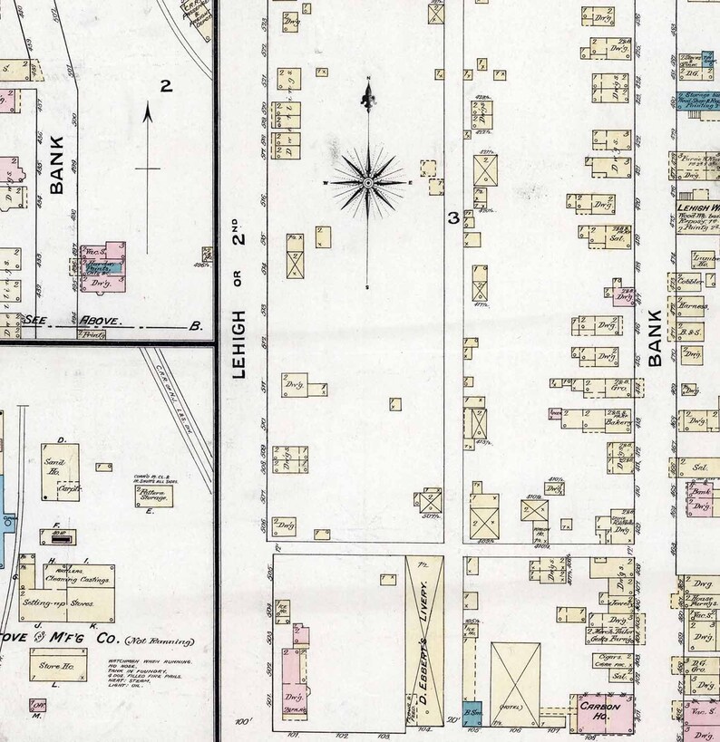 1887 Town Map of Lehighton Carbon County Pennsylvania Etsy