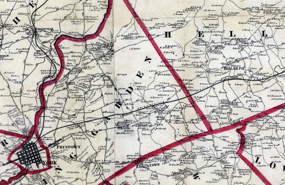1860 Map of York County Pennsylvania Farm Names Etsy
