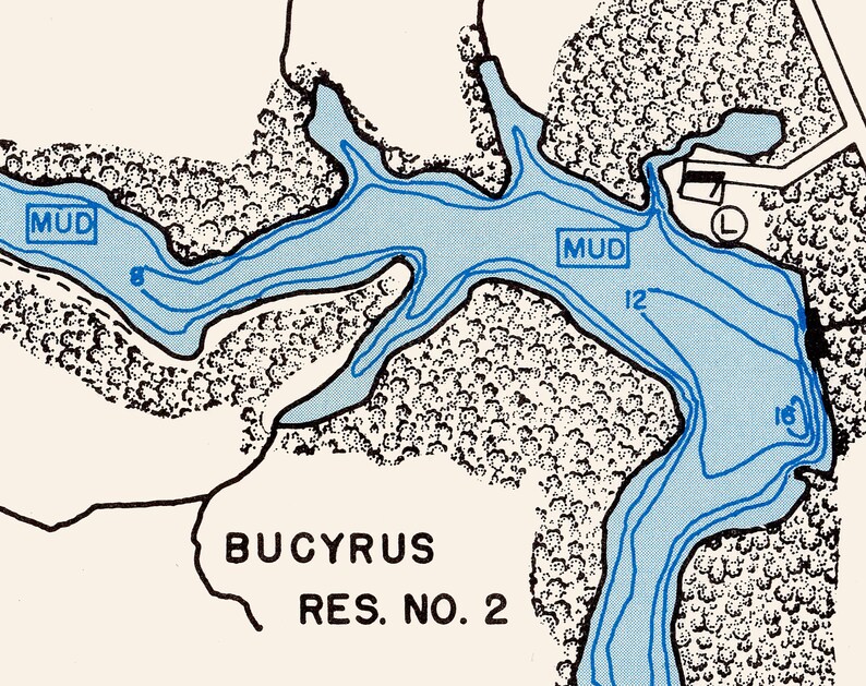 1961 Map of Bucyrus Reservoirs Crawford County Ohio Etsy