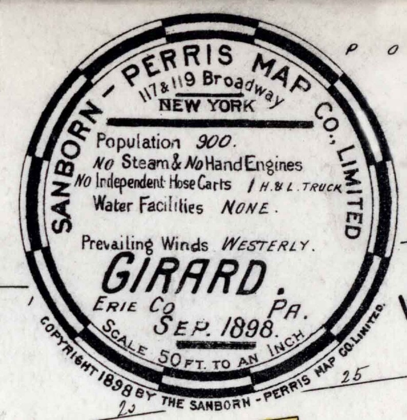 1898 Town Map of Girard Erie County Pennsylvania Etsy