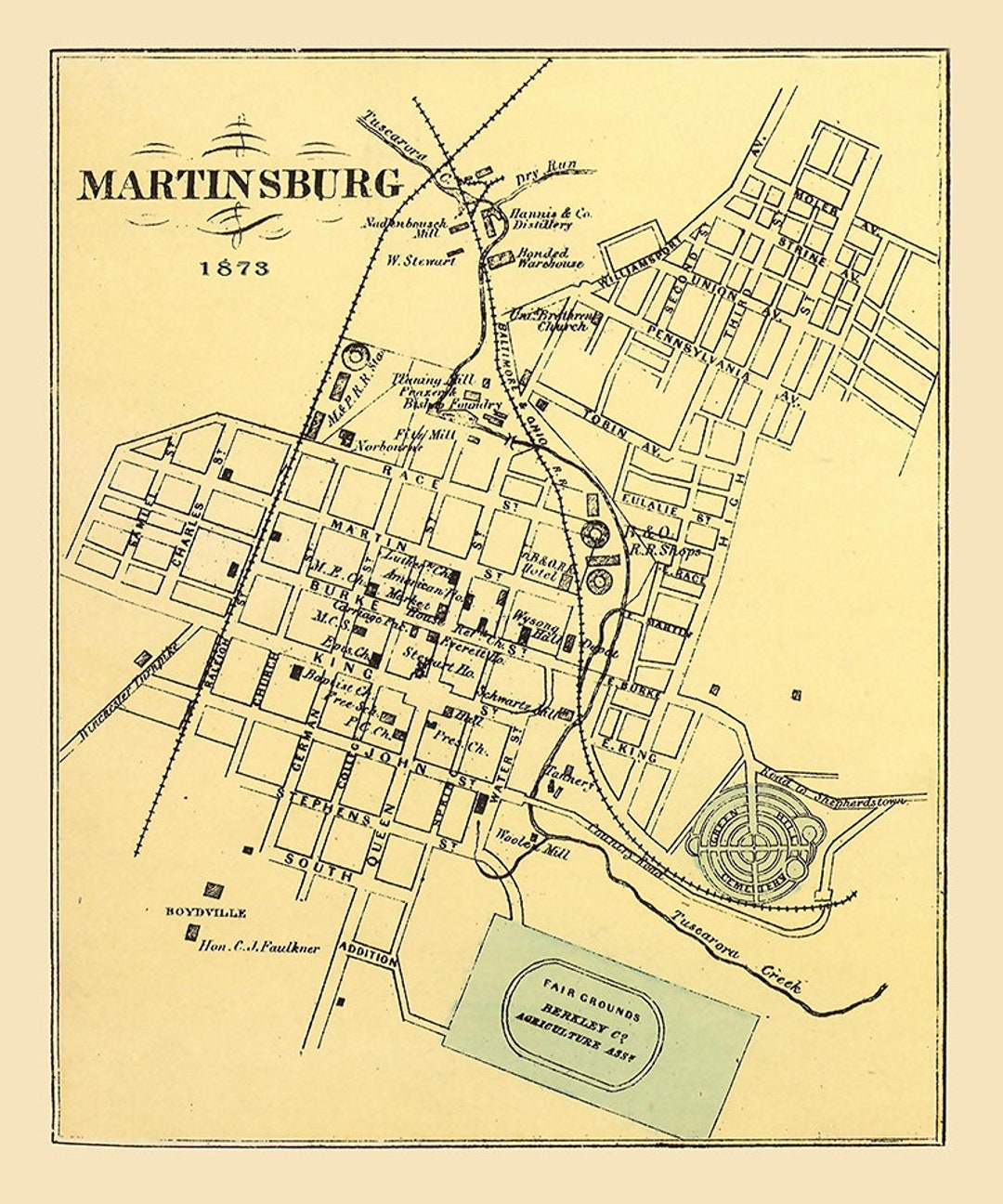 1873 Map of Mannington Marion County West Virginia Etsy