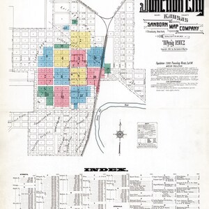 Mapa da cidade de Junction City Kansas de 1912