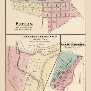 1876-Karte der Ryerson Station Greene County Pennsylvania Eichenwald