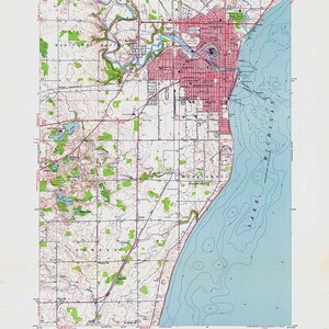 1954 Mapa topográfico de Manitowoc Wisconsin Quad