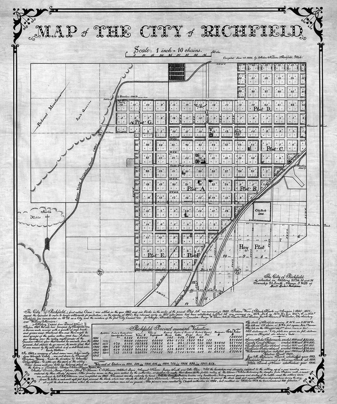 1915 Map of Richfield Sevier County Utah
