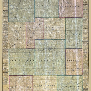 1856 Farm Line Map du comté de Shelby, Indiana