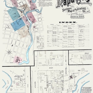 1886 Town Map of Napa California