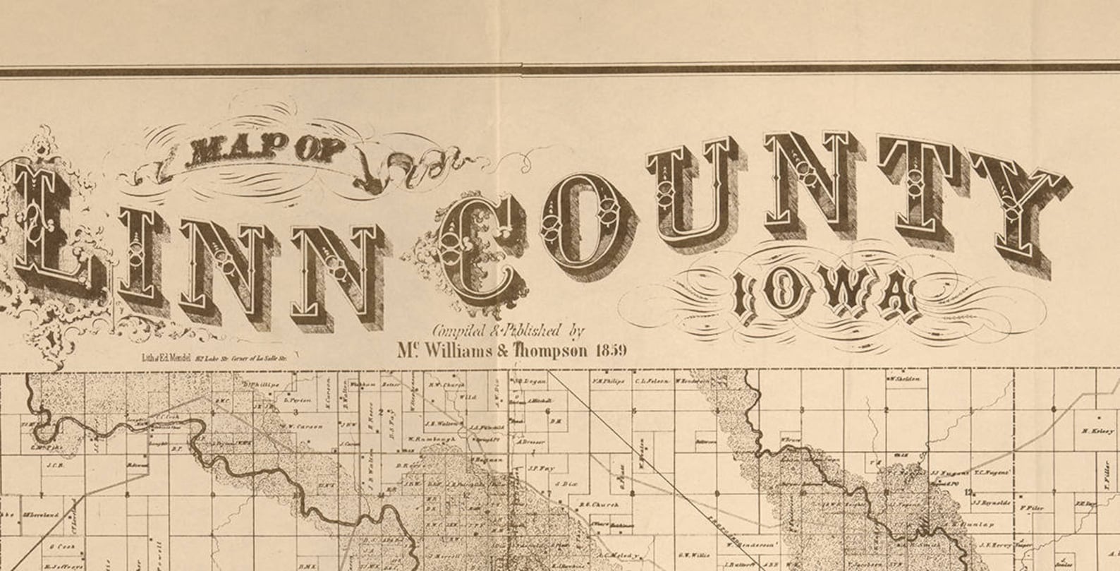 1859 Mapa del Condado de Linn Iowa Etsy España