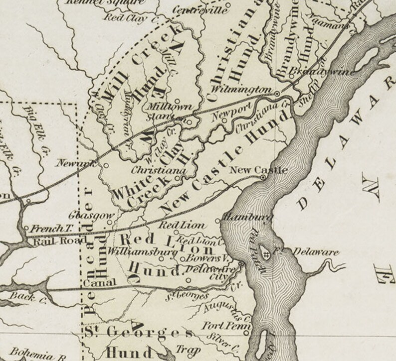 1838 Map of Delaware Etsy