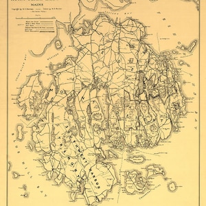 1911 Map of Mount Desert Island Maine