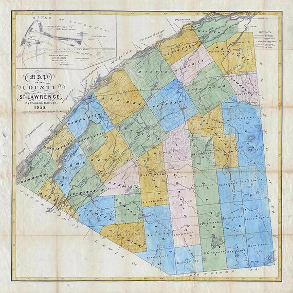 1853 Map of Saint Lawrence County New York Etsy