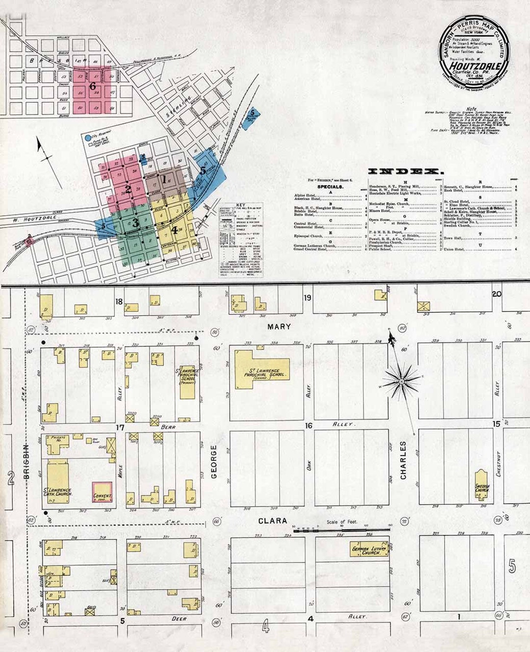 1894 Town Map of Houtzdale Clearfield County Pennsylvania Etsy