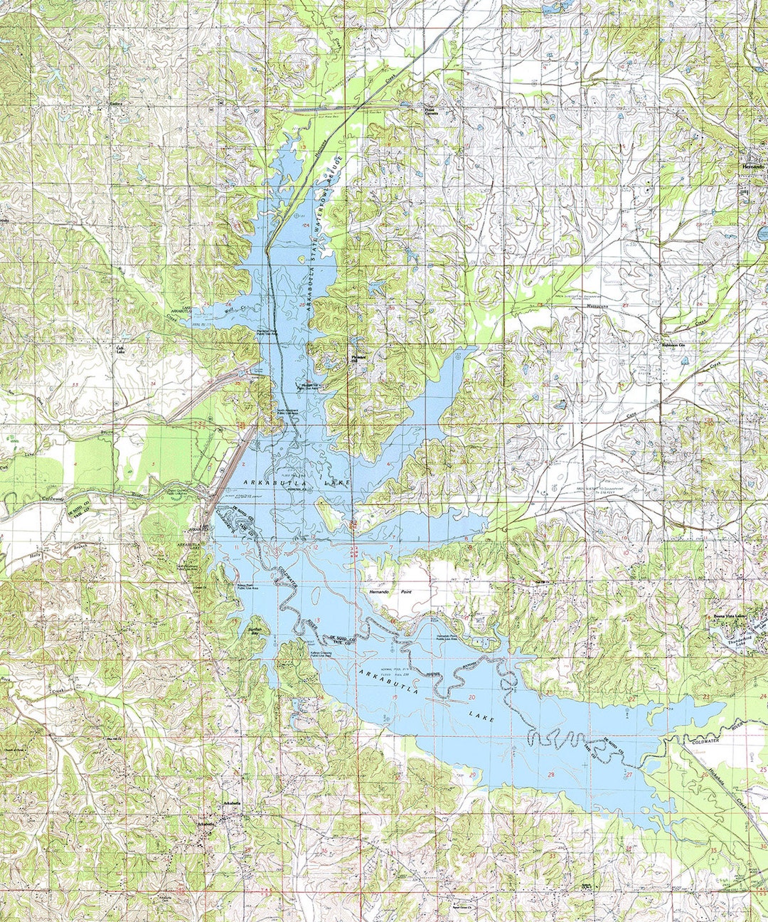 1983 Map of Arkabutla Lake Mississippi Etsy