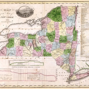 1833 Kaart van de staat New York