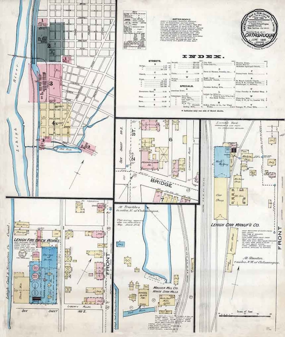 1885 Sanborn Map of Catasauqua Lehigh County Pennsylvania Etsy