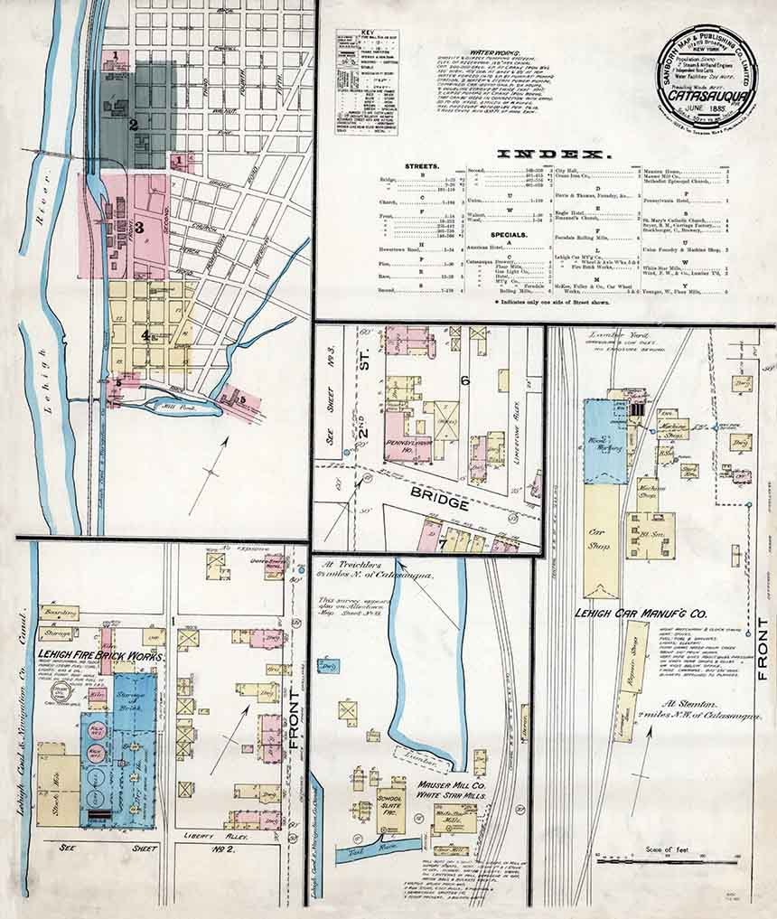1885 Sanborn Map of Catasauqua Lehigh County Pennsylvania Etsy