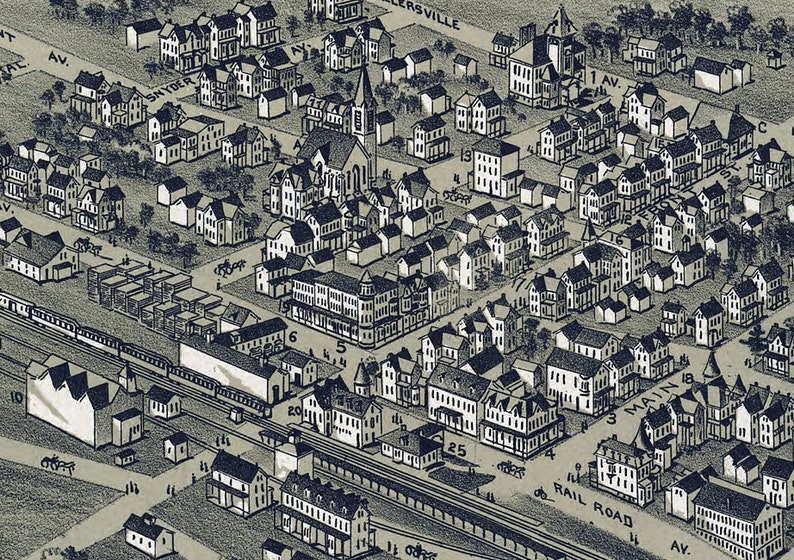 1894 Panoramic Map of Perkasie Bucks County Pennsylvania Etsy UK