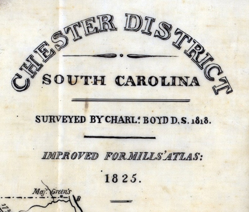 1825 Map of Chester County South Carolina Family Names Etsy