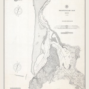 Carta nautica del 1888 della baia di Nestuggah Oregon