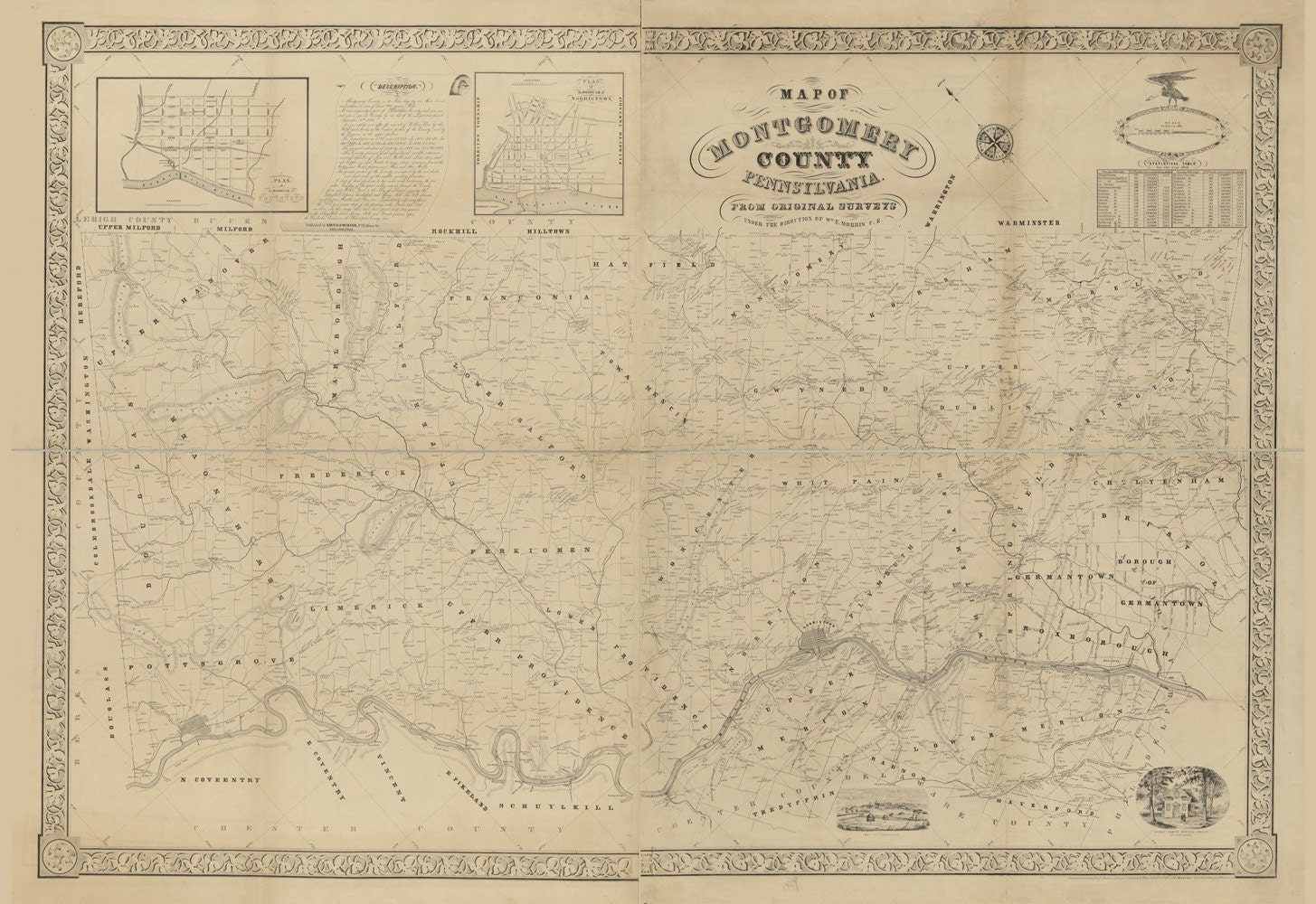 1849 Map of Montgomery County PA from Original Surveys Etsy