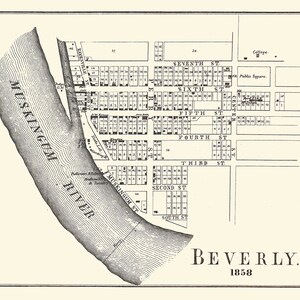 1858 Stadtplan von BEverware Washington County Ohio