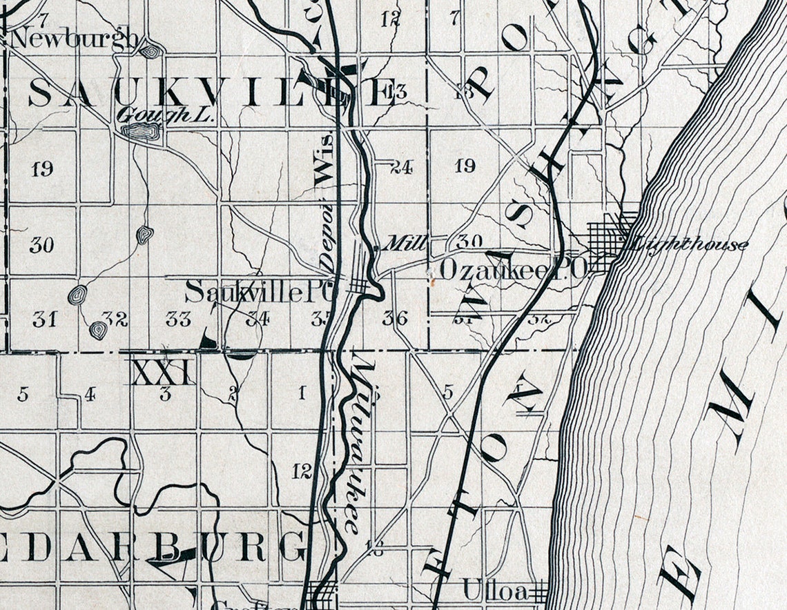 1880 Map of Washington and Ozaukee County Wisconsin Etsy