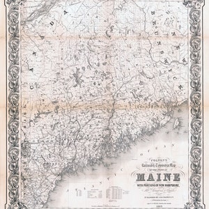 1855 Township & Railroad Map of Maine