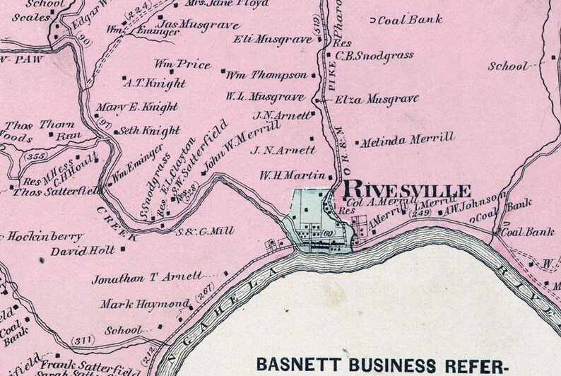 1886 Map of Paw Paw Township Marion County West Virginia Etsy