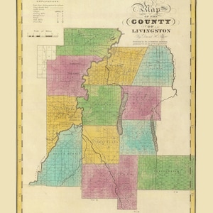 1829 Map of Livingston County New York