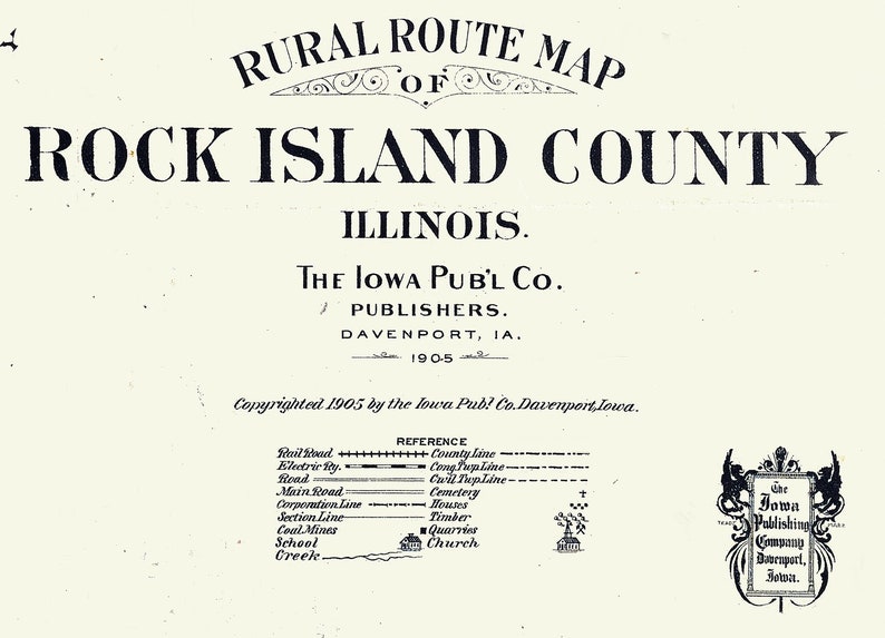 1905 Map of Rock Island County Illinois Etsy