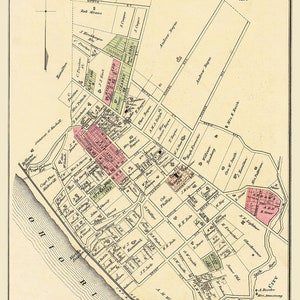 1877 Town Map of Bellevue Borough Allegheny County Pennsylvania