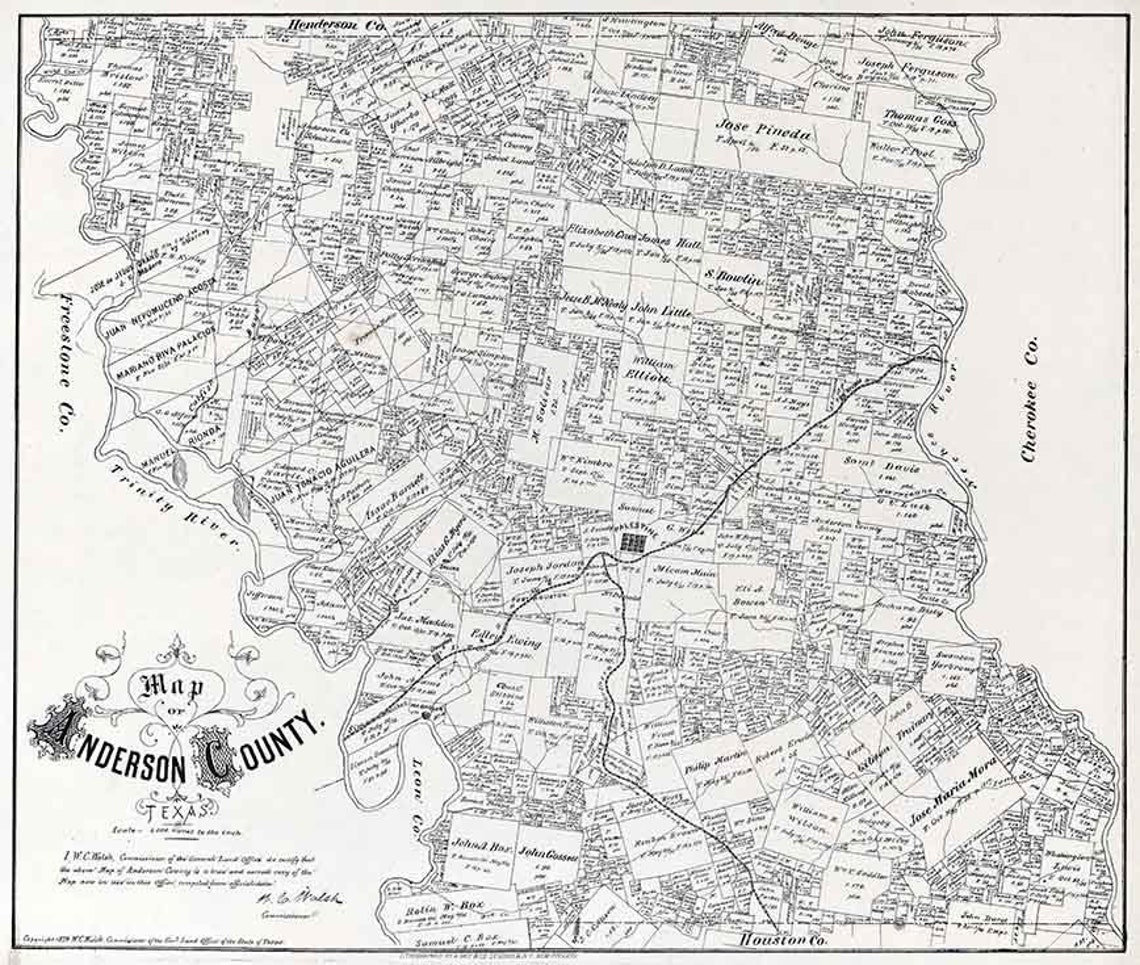 1879 Farm Line Map of Anderson County Texas - Etsy