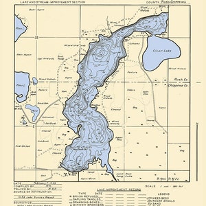 1939 Map of Chain Lake Rusk and Chippewa County Wisconsin - Etsy