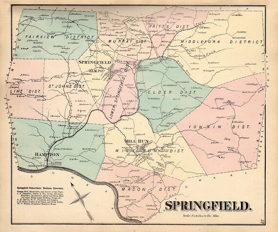 Fayette County Pa Map 1872 Map Of Springfield Township Fayette County Pa | Etsy Uk